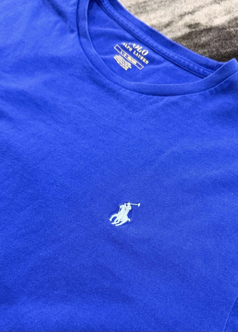 Polo Ralph Lauren T Shirt Large Blue Crew Neck Short Sleeve Pony Logo Tee
